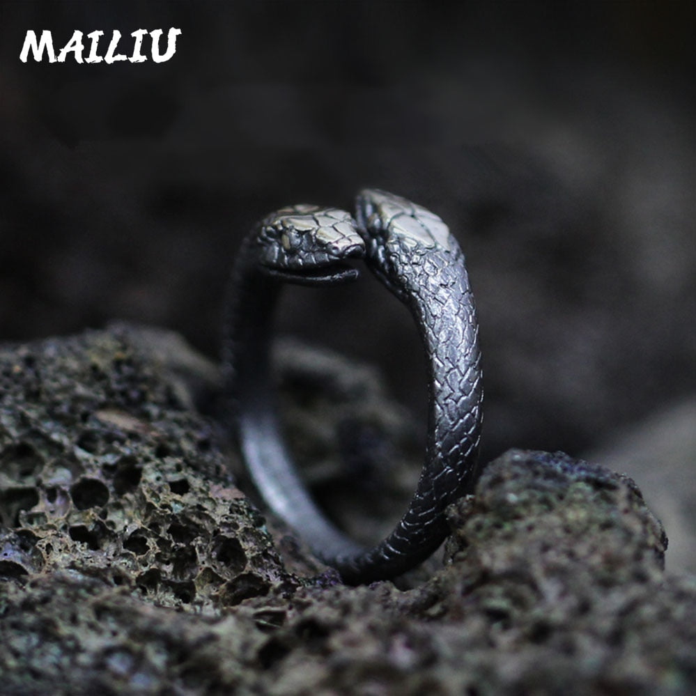 Dragon Hollywood X - Rattlesnake Ring Vintage Silver Plated Snake Ring Party Rings Women Men Ring Cool Jewelry - BEVERLY HILLS - CALIFORNIA