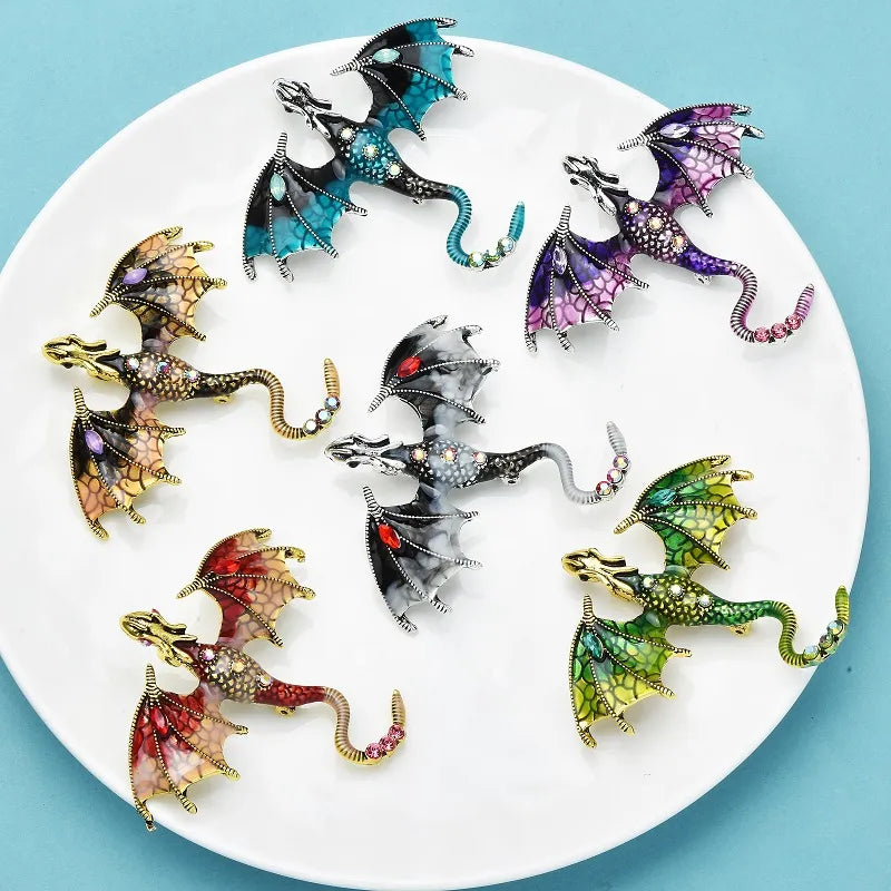 Dragon Hollywood X - Enamel Dragon Brooches For Women Men 6-color Rhinestone Flying Legend Animal Party Office Brooch Pins Gifts - Beverly Hills , CA