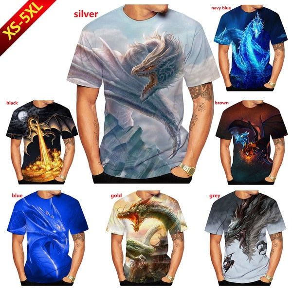 Dragon Hollywood X - 2021 Men New Fashion Cool 3D Dragon Printed T-shirts Men Women Casual Animal T-shirt Top