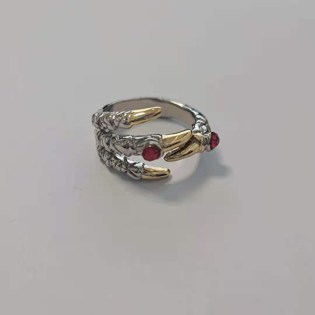 Dragon Hollywood X - Retro Punk Dragon Claw Ring for Men Women Exaggerated Antique Silver Color Opening Adjustable Rings
