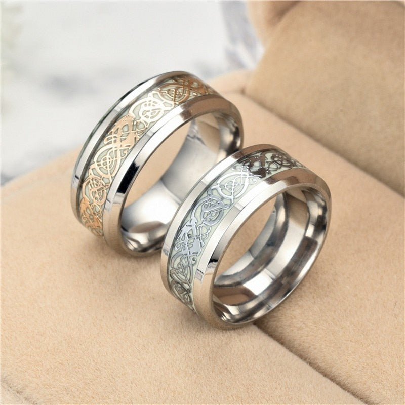 Dragon Hollywood X - Fashion Luminous Dragon Ring Love Heart Retro Stainless Steel Fluorescent Rings for Men Plus Couple Rings Luxury Jewelry Gift - BEVERLY HILLS, CALIFORNIA - USA