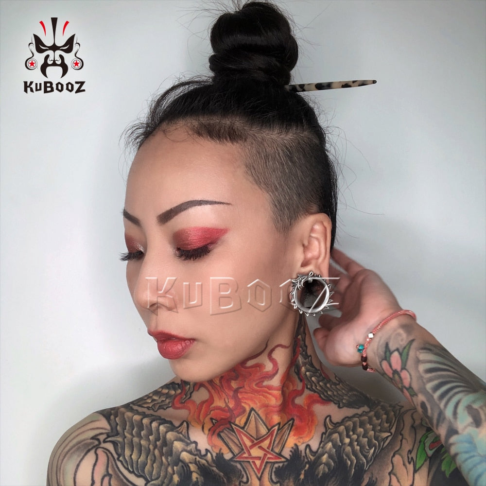 Dragon Hollywood X - Stainless Steel Dragon Eats Tail Ear Plugs Gauges Expanders Body Piercing Jewelry Earring Tunnels Stretchers 2PCS - BEVERLY HILLS - CALIFORNIA - USA