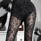 Dragon Hollywood X - Gothic Black Flare Pants Women Men Unisex Lolita see Through Sexy lace High Waist Pants Aesthetic - BEVERLY HILLS - CALIFORNIA