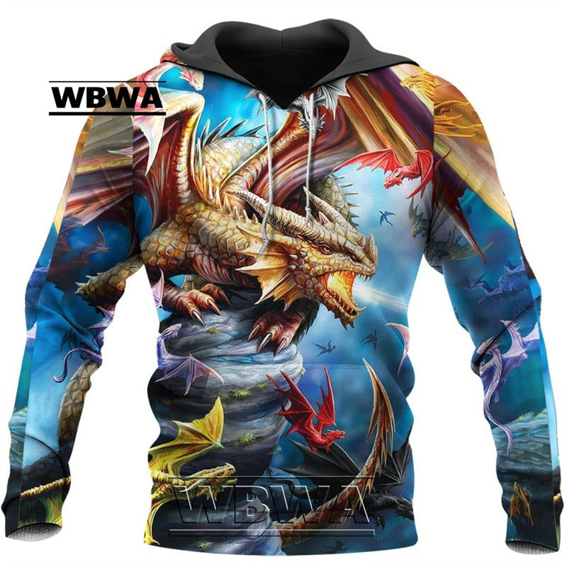Dragon Hollywood X - Beautiful Fire Dragon 3D All Over Printed UNISEX Hoodie hoodies Sweatshirt Streetwear Casual Jacket Tracksuit - BEVERLY HILLS CALIFORNIA