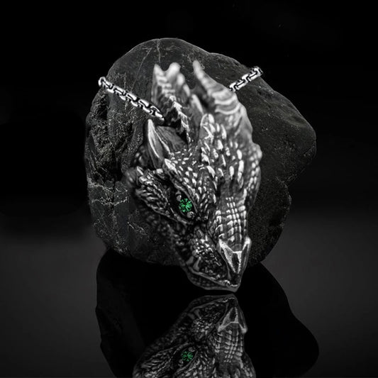DRAGON HOLLYWOOD X - Dragon Head Pendant Necklace For Men Women 60 CM Stainless Steel Sweater Chain Viking Gothic Jewelry Personality Charm