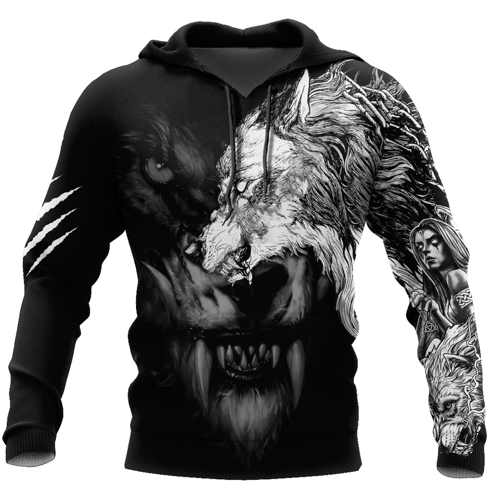 Dragon Hollywood X - UNISEX TATTOO Hoodies Fashion Dragons Lions Wolves Printing Loose Pullover New Pattern Hooded Sweatshirts Comfortable Leisure Jackets - BEVERLY HILLS CALIFORNIA