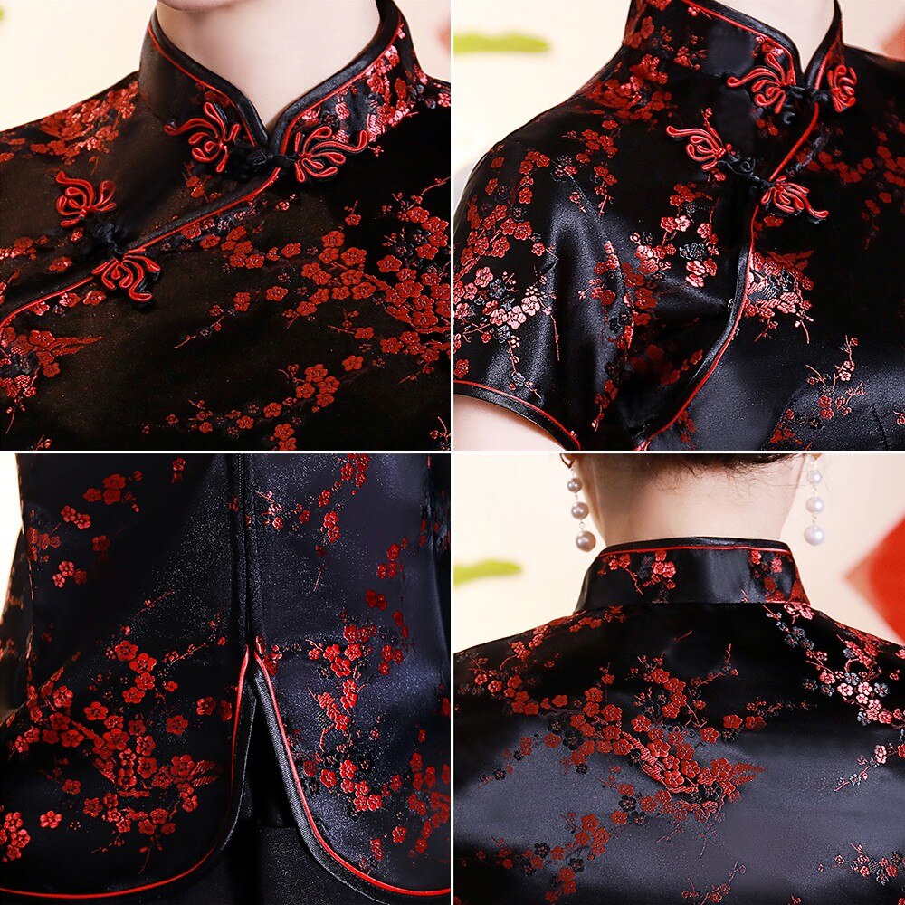 Dragon Hollywood X - Vintage Flower Women Chinese Traditional Satin Blouse Summer Sexy Shirt Novelty Dragon Clothing Tops Plus Size 3XL4XL WS009