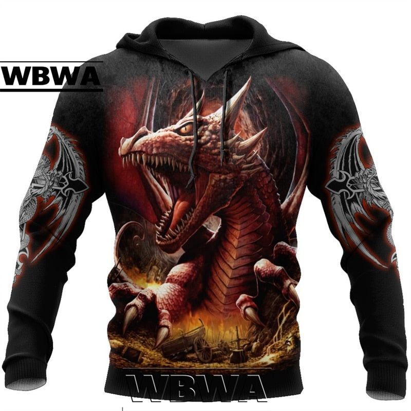 Dragon Hollywood X - Dragon And Tiger Tattoos 3D Printed Unisex Deluxe Hoodie Men Sweatshirt Streetwear Pullover Casual Jacket Tracksuit - BEVERLY HILLS CALIFORNIA