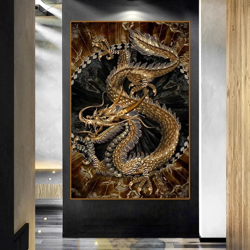Dragon Hollywood X - Dragon Canvas Painting Print Posters and Modern Art Oil Painting  Prints Home Living Room Decorations - BEVERLY HILLS CALIFORNIA