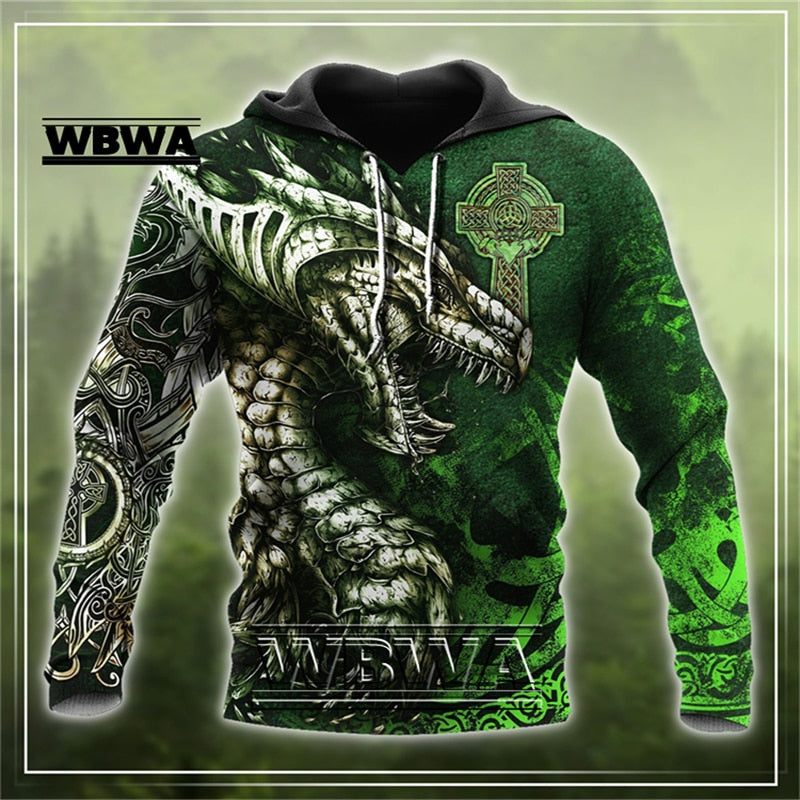 Dragon Hollywood X - UNISEX TATTOO Hoodies Fashion Dragons Lions Wolves Printing Loose Pullover New Pattern Hooded Sweatshirts Comfortable Leisure Jackets - BEVERLY HILLS CALIFORNIA
