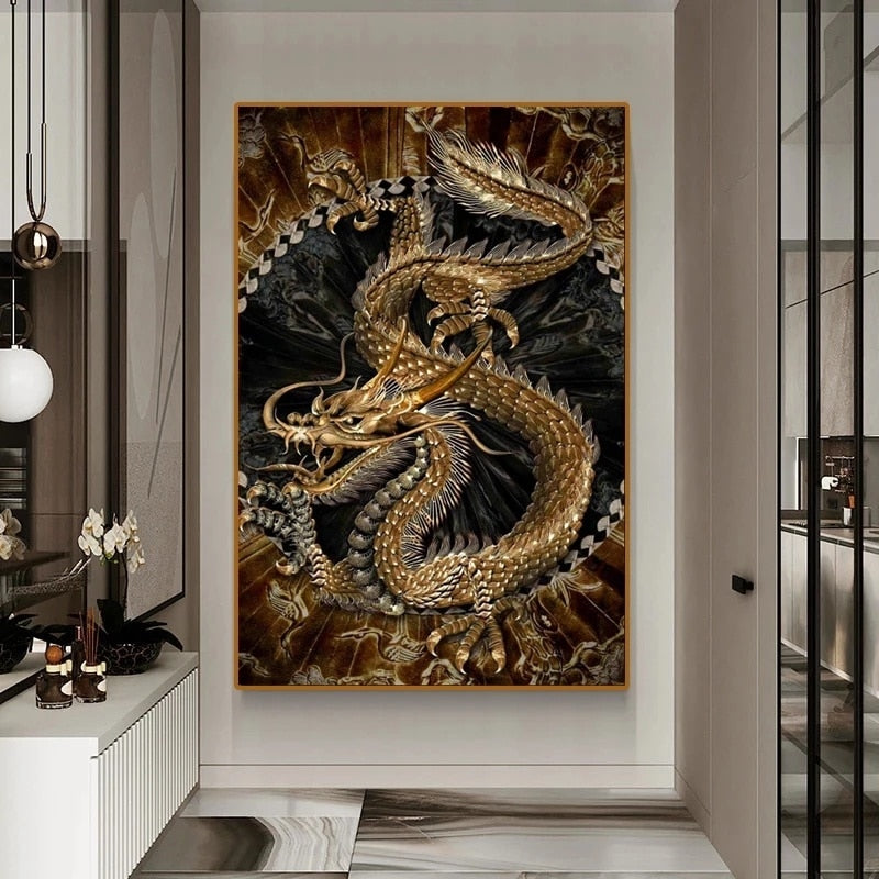 Dragon Hollywood X - Dragon Canvas Painting Print Posters and Modern Art Oil Painting  Prints Home Living Room Decorations - BEVERLY HILLS CALIFORNIA