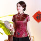 Dragon Hollywood X - Vintage Flower Women Chinese Traditional Satin Blouse Summer Sexy Shirt Novelty Dragon Clothing Tops Plus Size 3XL4XL WS009