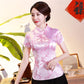 Dragon Hollywood X - Vintage Flower Women Chinese Traditional Satin Blouse Summer Sexy Shirt Novelty Dragon Clothing Tops Plus Size 3XL4XL WS009