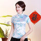 Dragon Hollywood X - Vintage Flower Women Chinese Traditional Satin Blouse Summer Sexy Shirt Novelty Dragon Clothing Tops Plus Size 3XL4XL WS009