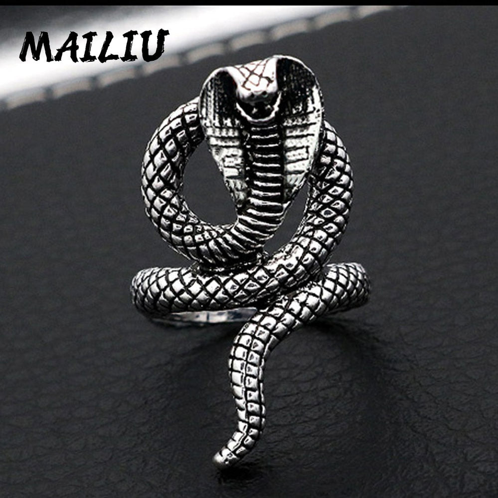 Dragon Hollywood X - Rattlesnake Ring Vintage Silver Plated Snake Ring Party Rings Women Men Ring Cool Jewelry - BEVERLY HILLS - CALIFORNIA