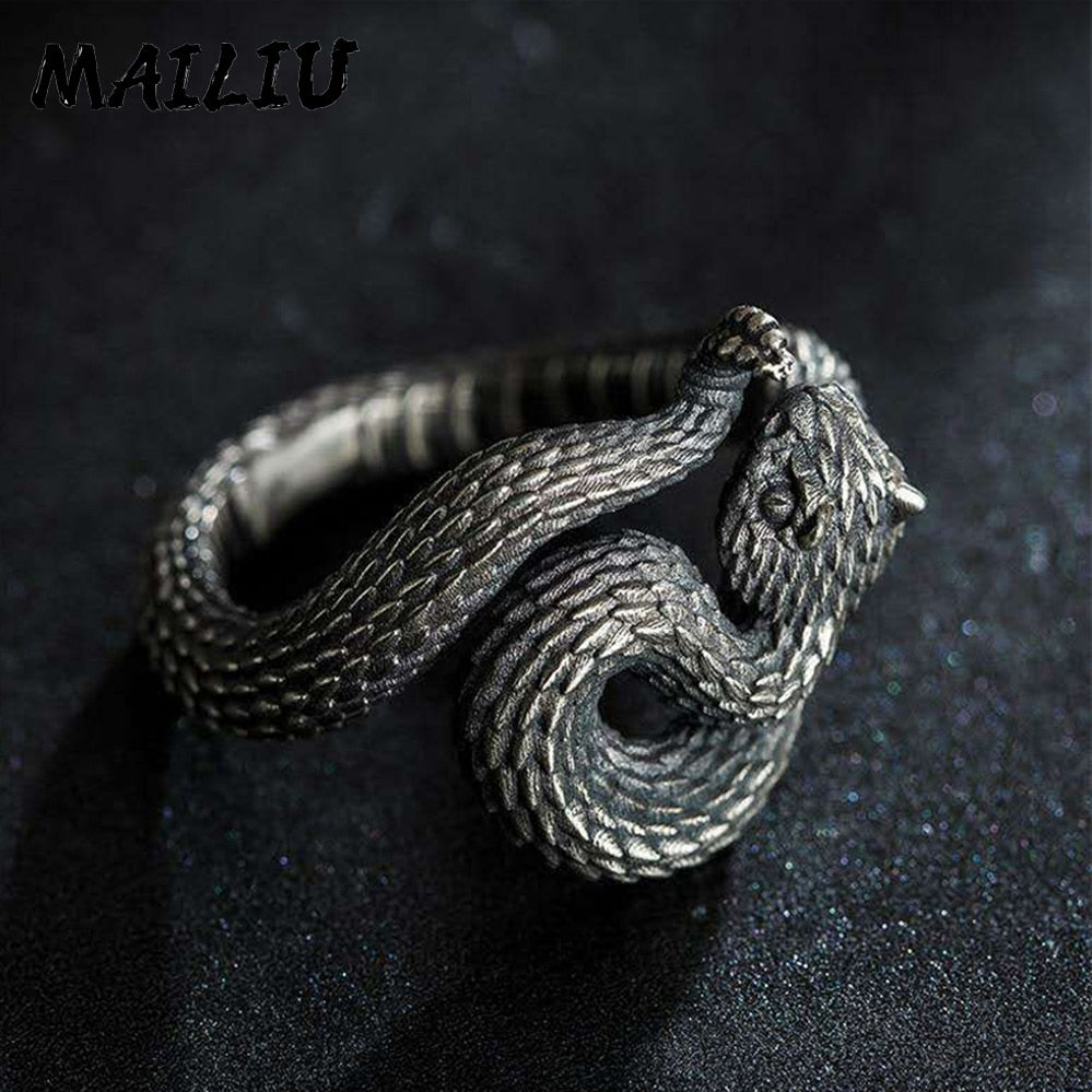 Dragon Hollywood X - Rattlesnake Ring Vintage Silver Plated Snake Ring Party Rings Women Men Ring Cool Jewelry - BEVERLY HILLS - CALIFORNIA