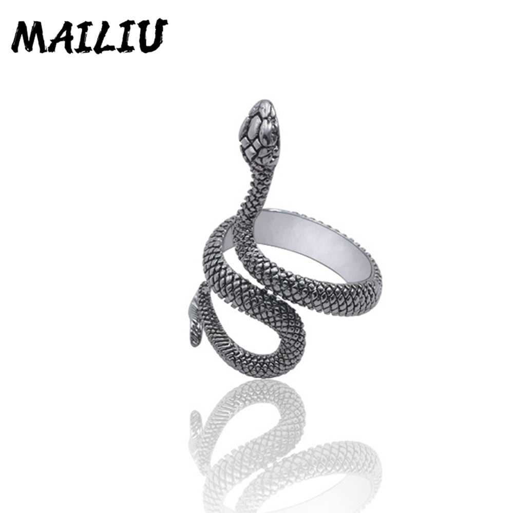 Dragon Hollywood X - Rattlesnake Ring Vintage Silver Plated Snake Ring Party Rings Women Men Ring Cool Jewelry - BEVERLY HILLS - CALIFORNIA