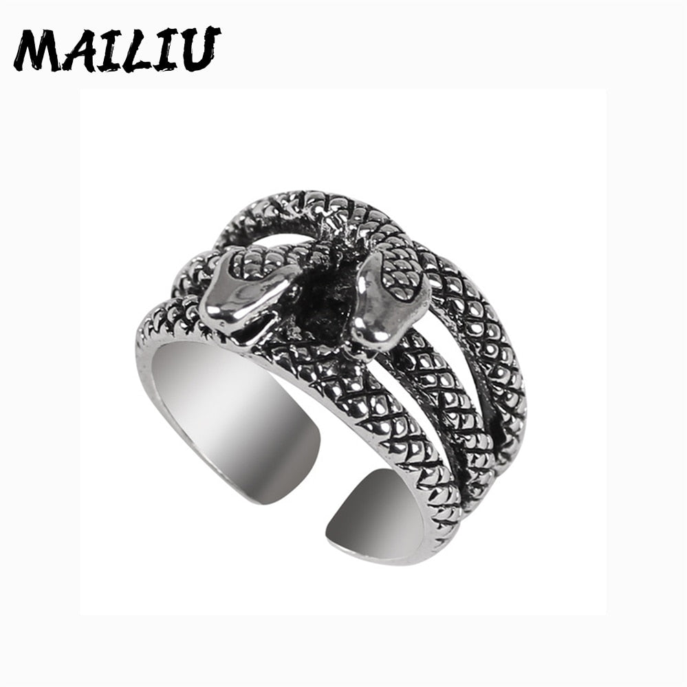 Dragon Hollywood X - Rattlesnake Ring Vintage Silver Plated Snake Ring Party Rings Women Men Ring Cool Jewelry - BEVERLY HILLS - CALIFORNIA