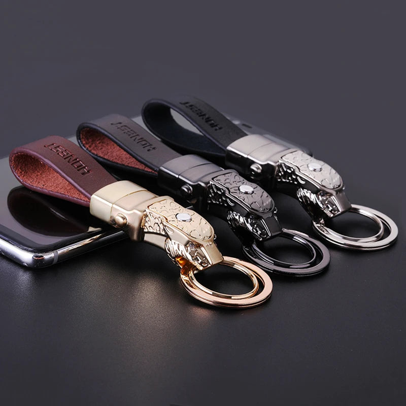 DRAGON HOLLYWOOD X - Honest Luxury Men Women Car Keychain Leopard Dragon Genuine Leather Rope Key Ring for Male OR female Jewelry Creativity Gift - BEVERLY HILLS, CA