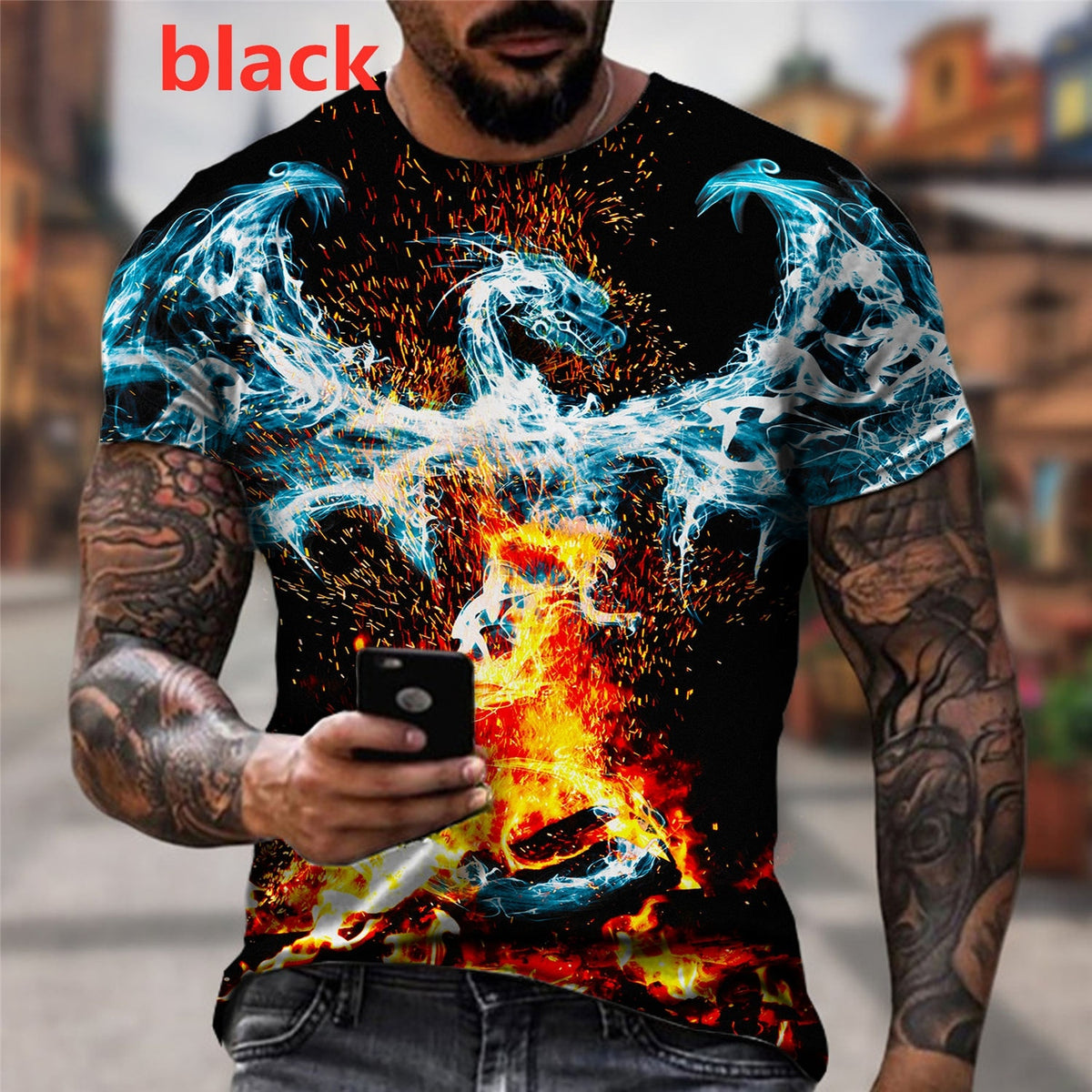 Dragon Hollywood X - Hipster Dragon Tee Shirt Cool Animal 3D Printed T Shirt Short Sleeve Funny Tops