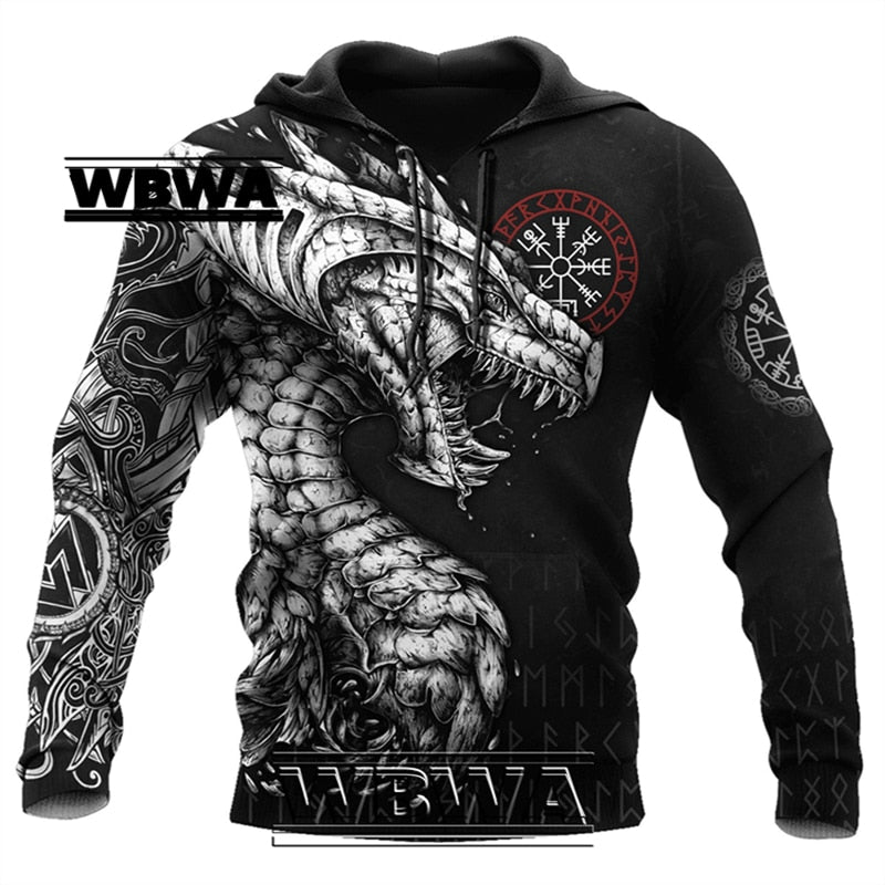 Dragon Hollywood X - UNISEX TATTOO Hoodies Fashion Dragons Lions Wolves Printing Loose Pullover New Pattern Hooded Sweatshirts Comfortable Leisure Jackets - BEVERLY HILLS CALIFORNIA