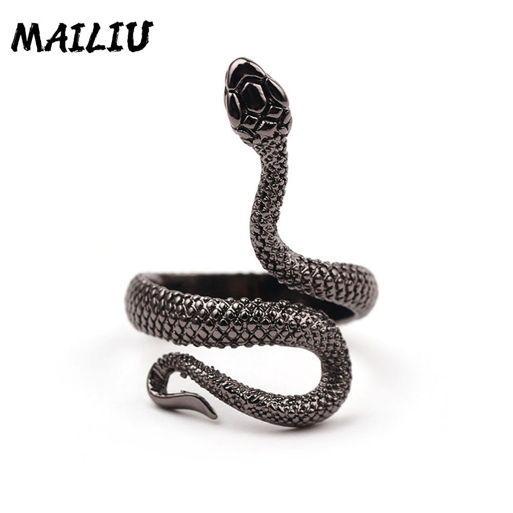 Dragon Hollywood X - Rattlesnake Ring Vintage Silver Plated Snake Ring Party Rings Women Men Ring Cool Jewelry - BEVERLY HILLS - CALIFORNIA