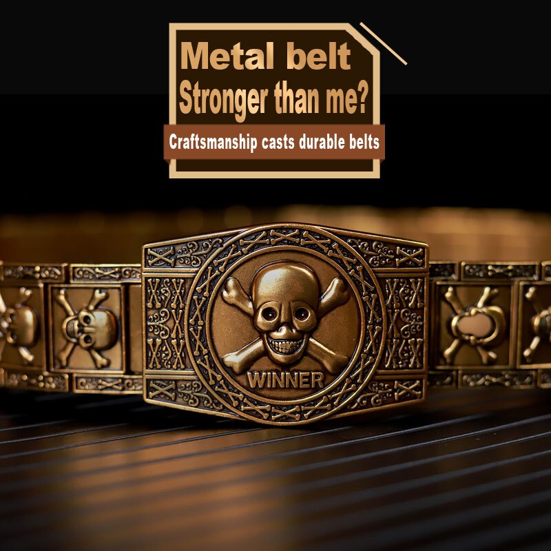 Dragon Hollywood X - UNISEX - Stainless steel Belt metal waistband Golden Skull Skeleton Buckle Self-defense high quality gold belt - BEVERLY HILLS CALIFORNIA