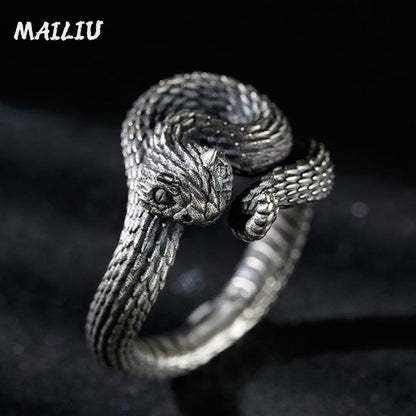 Dragon Hollywood X - Rattlesnake Ring Vintage Silver Plated Snake Ring Party Rings Women Men Ring Cool Jewelry - BEVERLY HILLS - CALIFORNIA