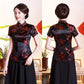 Dragon Hollywood X - Vintage Flower Women Chinese Traditional Satin Blouse Summer Sexy Shirt Novelty Dragon Clothing Tops Plus Size 3XL4XL WS009