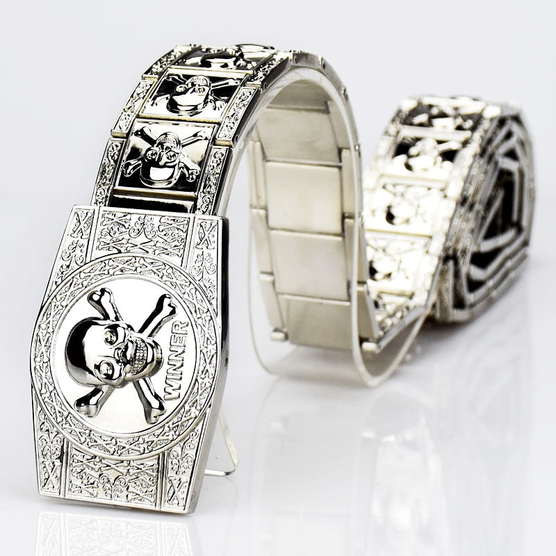 Dragon Hollywood X - UNISEX - Stainless steel Belt metal waistband Golden Skull Skeleton Buckle Self-defense high quality gold belt - BEVERLY HILLS CALIFORNIA