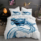 DRAGON HOLLYWOOD X - Duvet Cover Head of Dragon Ornate Effects on Backdrop Mythical Illustration for Women Men Kids Bedroom Decorations White Green BLUE - BEVERLY HILLS, CA