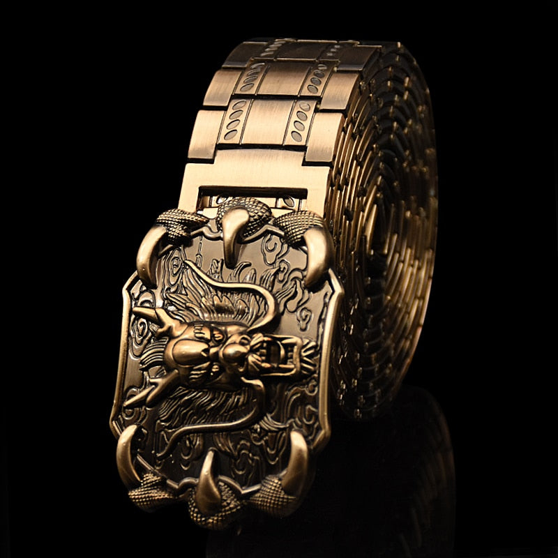 Dragon Hollywood X - Dragon belt Stainless steel Belt Retro Dragon metal Gold Color  Strap self-defense luxury Belt UNISEX - BEVERLY HILLS CALIFORNIA