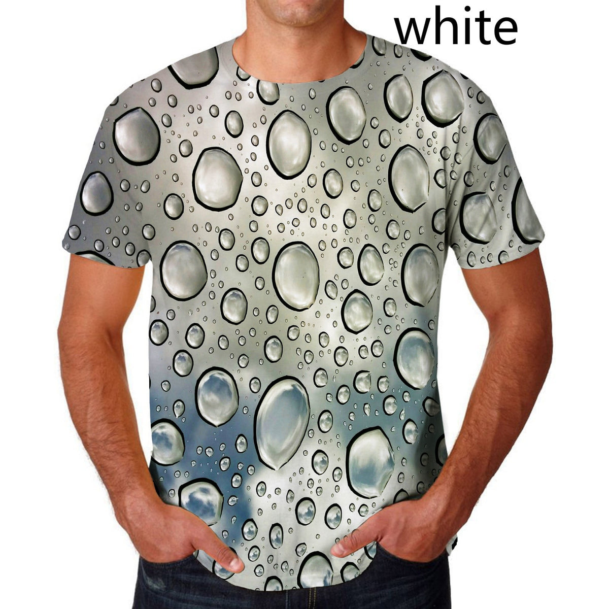 Dragon Hollywood X - Fashion Raindrop 3D Printing T Shirt Water drop Unisex Funny Short Sleeve Tee