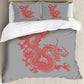 DRAGON HOLLYWOOD X - Duvet Cover Head of Dragon Ornate Effects on Backdrop Mythical Illustration for Women Men Kids Bedroom Decorations White Green BLUE - BEVERLY HILLS, CA