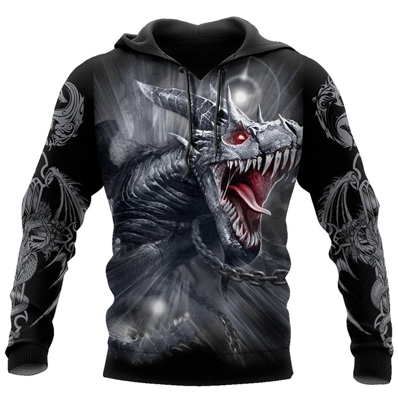 Dragon Hollywood X - Vintage Men & Womens Hoodies Fashion Dragons Lions Wolves Printing Loose Pullover New Pattern Hooded Sweatshirts Comfortable Leisure Jackets - BEVERLY HILLS CALIFORNIA-