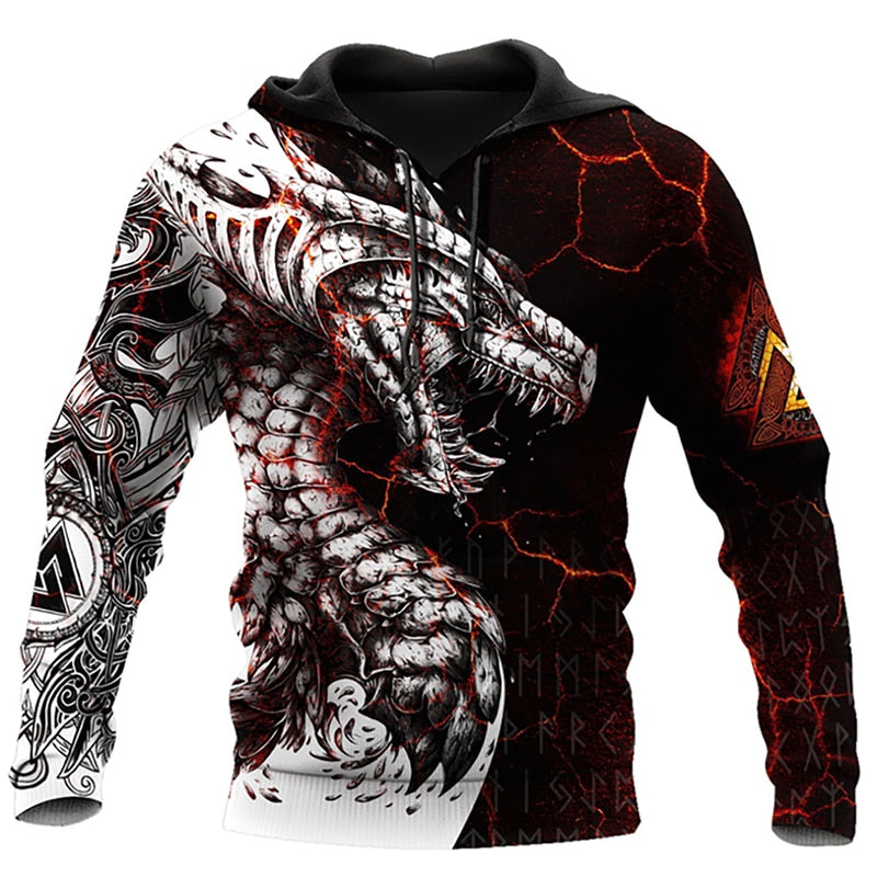 Dragon Hollywood X - Vintage Men & Womens Hoodies Fashion Dragons Lions Wolves Printing Loose Pullover New Pattern Hooded Sweatshirts Comfortable Leisure Jackets - BEVERLY HILLS CALIFORNIA-