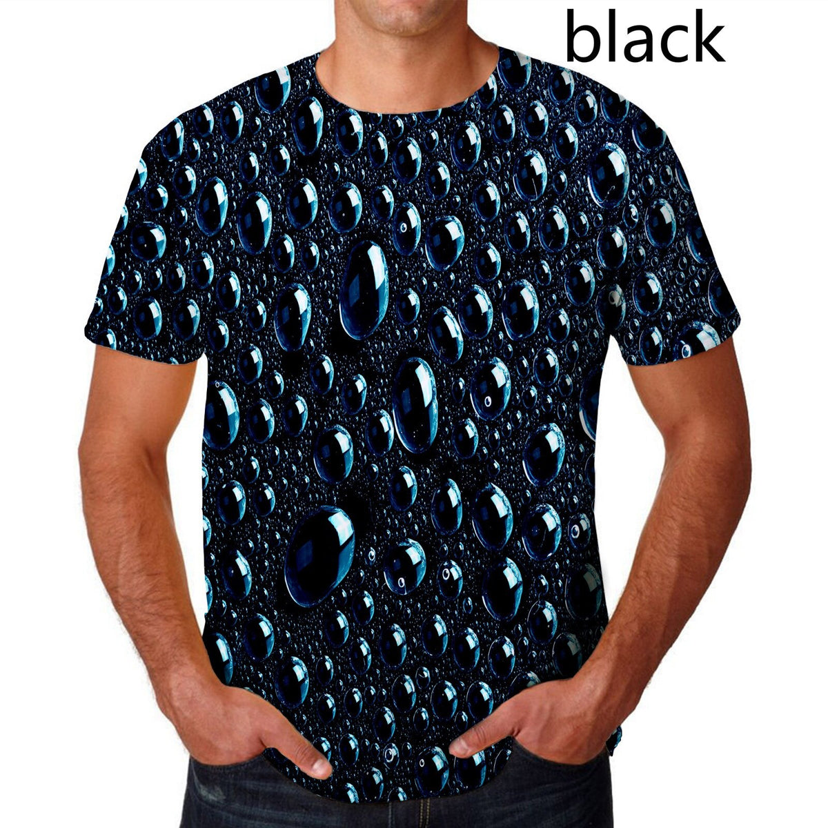 Dragon Hollywood X - Fashion Raindrop 3D Printing T Shirt Water drop Unisex Funny Short Sleeve Tee