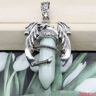 DRAGON HOLLYWOOD X - Fashion Dragon Shape Pendant Natural Stone Necklace Hexagonal Crystal Jewelry Accessories Reiki Healing Lapis Lazuli Amethyst - BEVERLY HILLS, CA