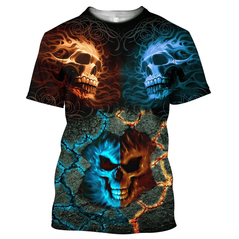 Dragon Hollywood X -,Reaper Skull Angel And Demon 3D Printed All Over Men's T-shirts Summer Fashion Harajuku Short Sleeve Shirts Unisex Tops Tee