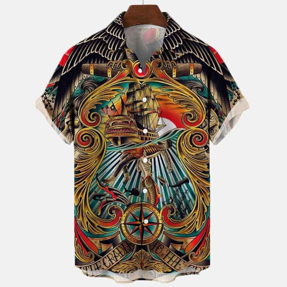 Dragon Hollywood X - 2023 3d Myth Retro Animal Men's Hawaiian Shirts Lapel Mens Womens Children Shirt Summer Shirts Lionfish Dragon Print Short Sleeve Loose Eu Size