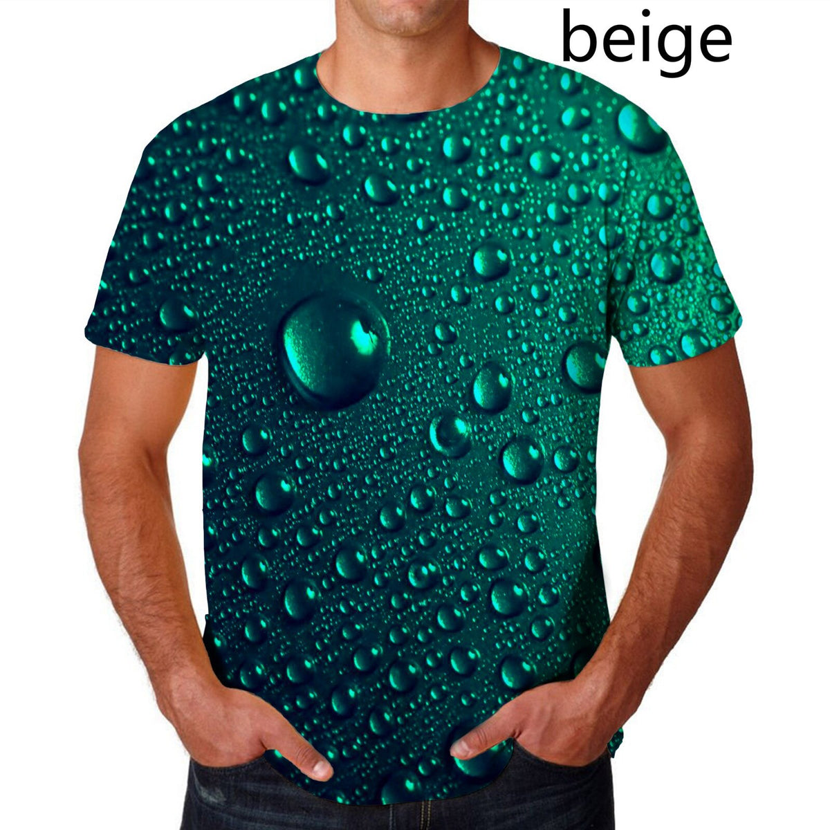 Dragon Hollywood X - Fashion Raindrop 3D Printing T Shirt Water drop Unisex Funny Short Sleeve Tee