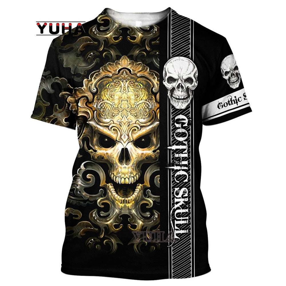 Dragon Hollywood X -,Reaper Skull Angel And Demon 3D Printed All Over Men's T-shirts Summer Fashion Harajuku Short Sleeve Shirts Unisex Tops Tee