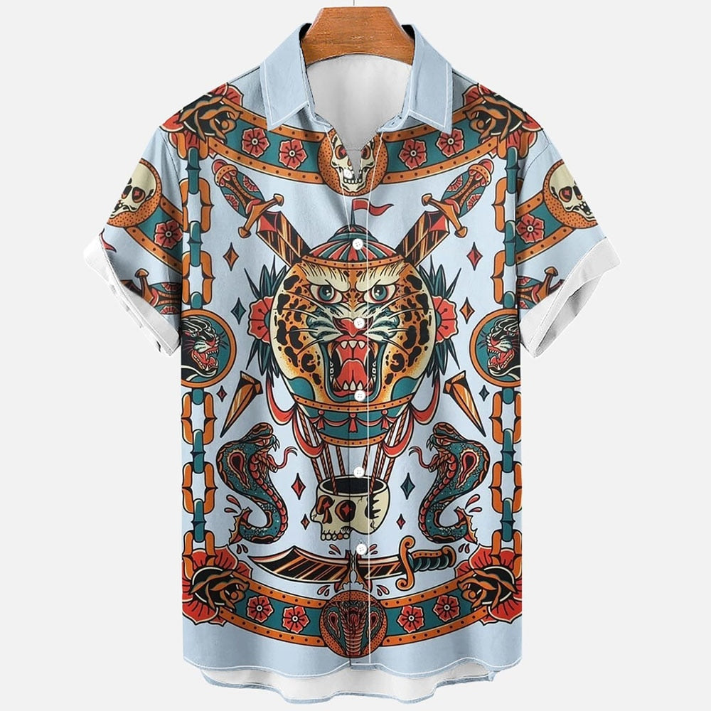 Dragon Hollywood X - 2023 3d Myth Retro Animal Men's Hawaiian Shirts Lapel Mens Womens Children Shirt Summer Shirts Lionfish Dragon Print Short Sleeve Loose Eu Size