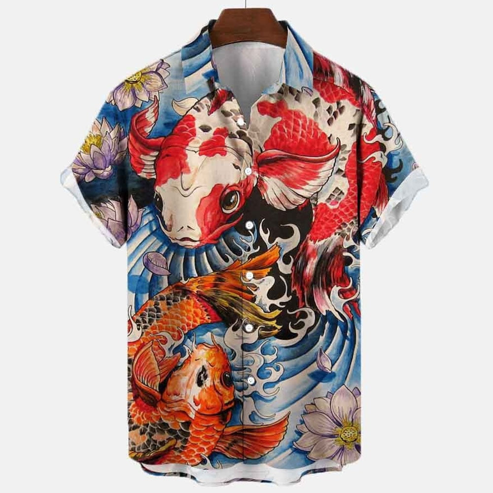 Dragon Hollywood X - 2023 3d Myth Retro Animal Men's Hawaiian Shirts Lapel Mens Womens Children Shirt Summer Shirts Lionfish Dragon Print Short Sleeve Loose Eu Size