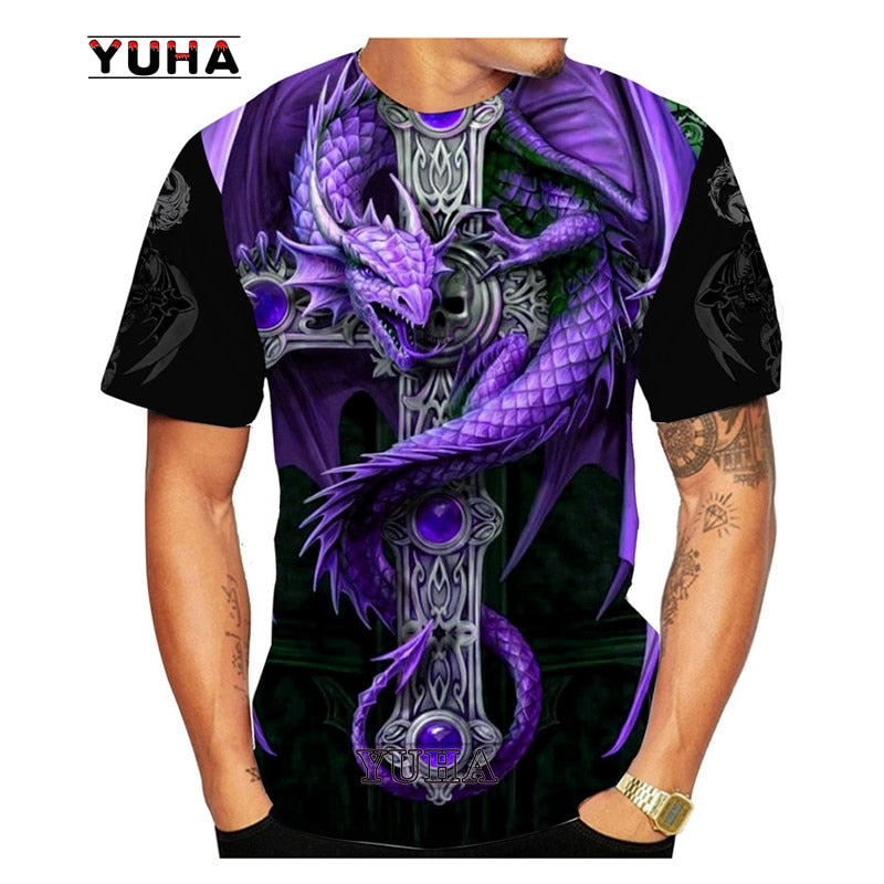 Dragon Hollywood X - Flying Dragon Art 3D Printed Mens and Womens Childrens T-shirt Summer Cool O Neck Short Sleeve Tee Tops Plus Size Hip Hop Streetwear Hipster T Shirt
