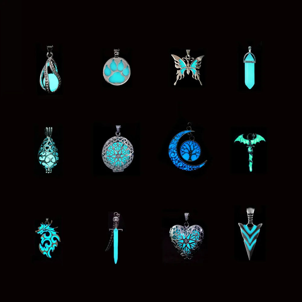 Dragon Hollywood X - Luminous Dragon Necklace Glowing Night Fluorescence Antique Silver Plated Glow In The Dark Necklace for Men Women Party - Beverly Hills, CA