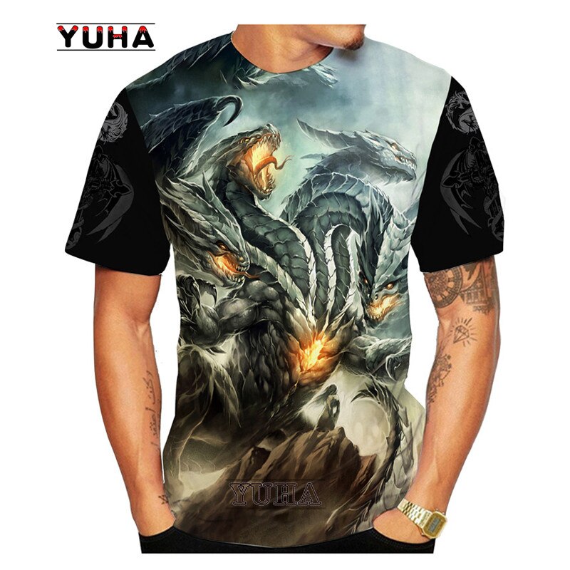 Dragon Hollywood X - Flying Dragon Art 3D Printed Mens and Womens Childrens T-shirt Summer Cool O Neck Short Sleeve Tee Tops Plus Size Hip Hop Streetwear Hipster T Shirt