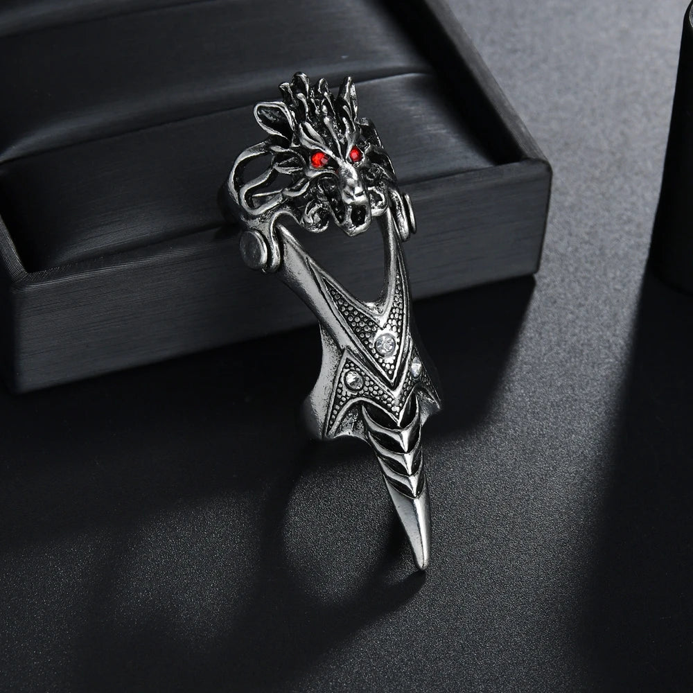 DRAGON HOLLYWOOD X - New Unisex Gothic Punk Dragon Skull Joint Knuckle Full Finger Claw Ring Statement Jewelry Party Club Charm Knuckle Rings Jewelry - BEVERLY HILLS, CA