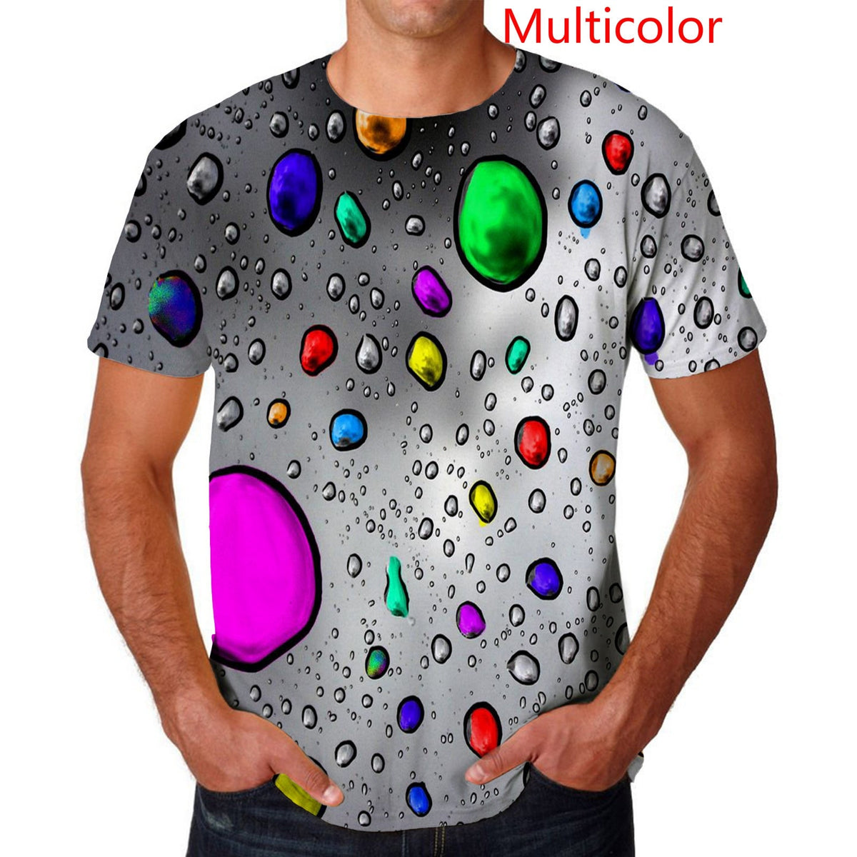 Dragon Hollywood X - Fashion Raindrop 3D Printing T Shirt Water drop Unisex Funny Short Sleeve Tee