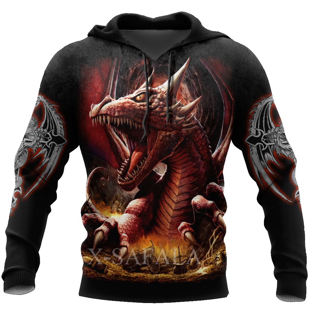 Dragon Hollywood X - Dragon And Tiger Tattoos 3D Printed Unisex Deluxe Hoodie Men Sweatshirt Streetwear Pullover Casual Jacket Tracksuit - BEVERLY HILLS CALIFORNIA
